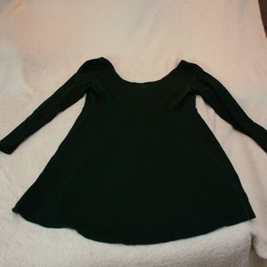 Forest green off the shoulder mini dress.